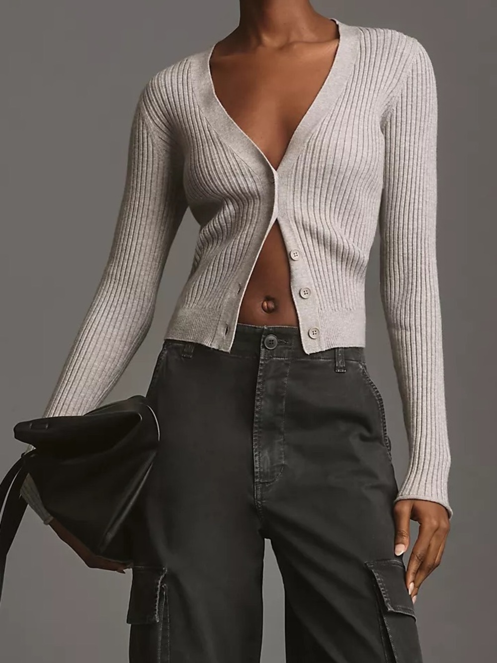 Good American Cozy Ribbed Cardigan : Medium